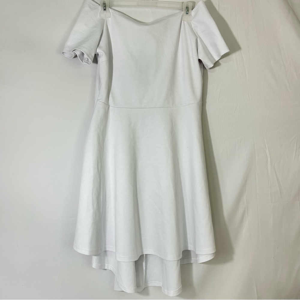 Sarin Mathews Elegant White Off-Shoulder High-Low Dress XL